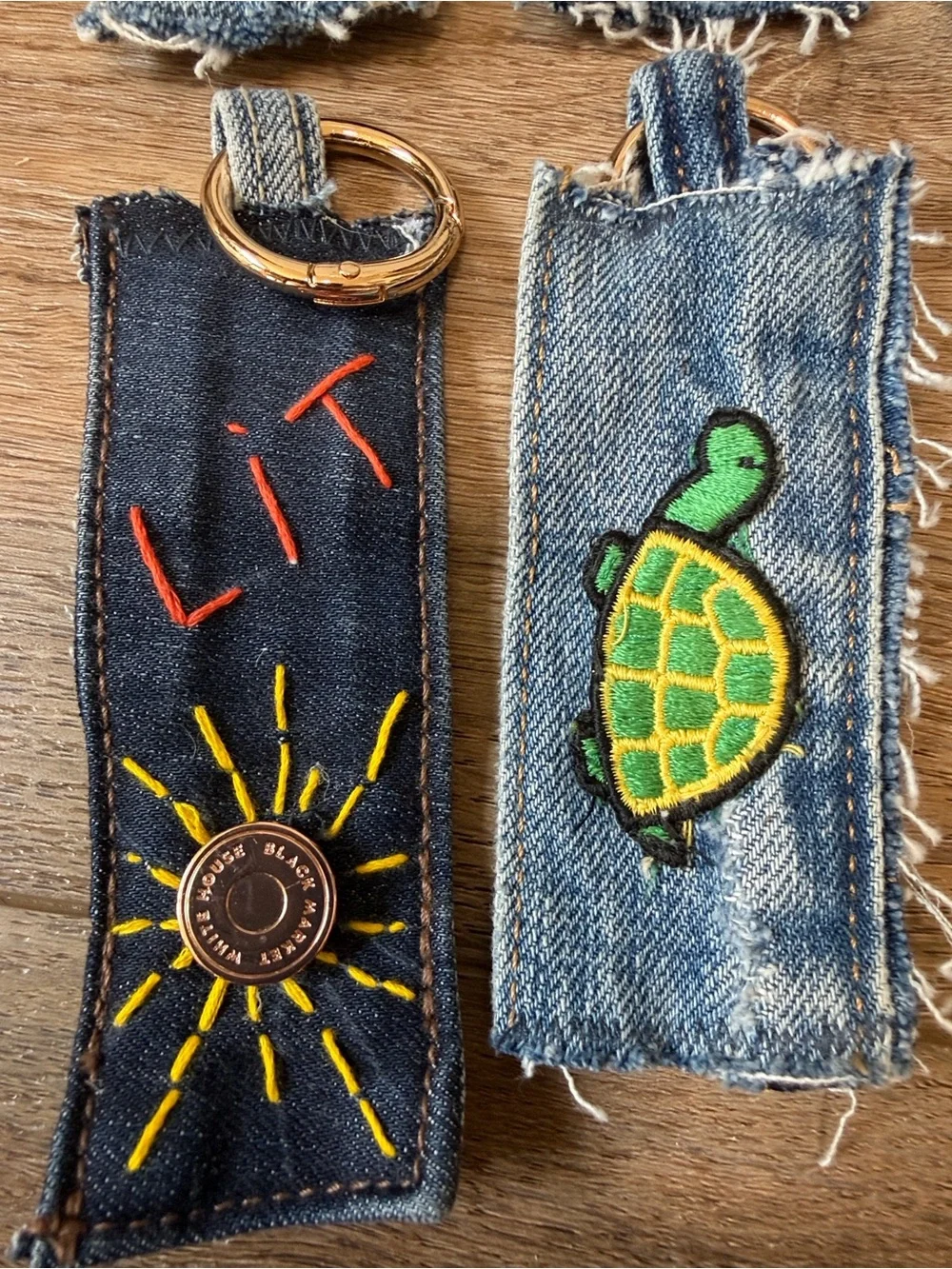 Handmade Denim Keychains available with patches